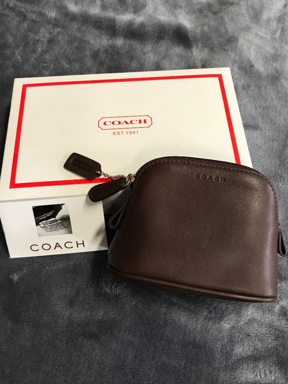 Coach Vintage Brown Leather Mini Dome Pouch Coin Purse NWOT Box Hangtag